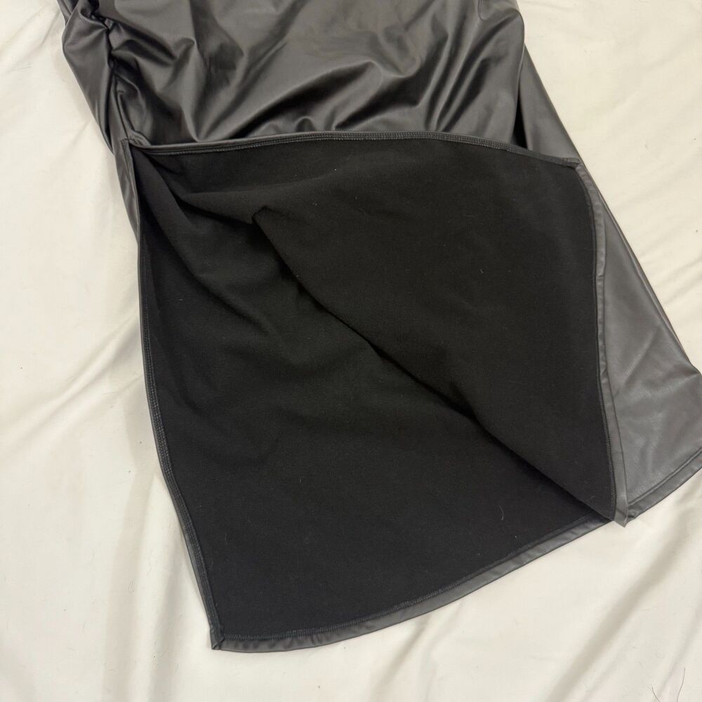 HALARA High Rise Tummy Cntl Ruched 2-in-1 Fleece PU Midi Skirt XL NEW B76 - Picture 4 of 6